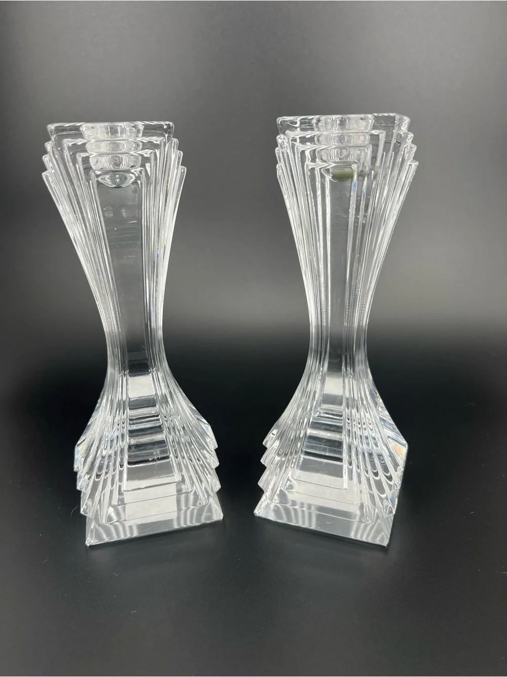 Mikasa City Lights Lead Crystal Candlestick Holders Pair